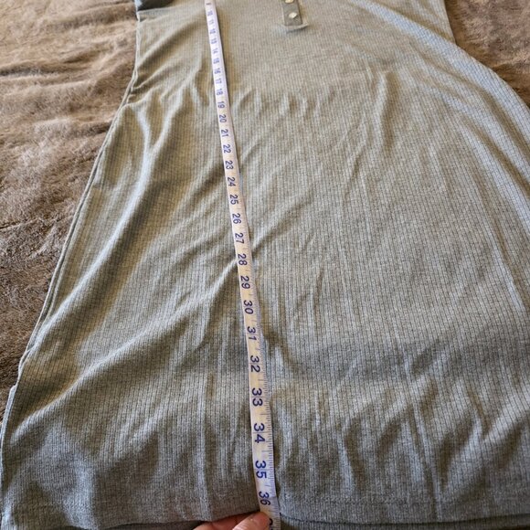 Mango MNG Fitted Ribbed Sweater Dress Grey Henley Short Sleeve Mini Size XL NWT - Picture 12 of 13